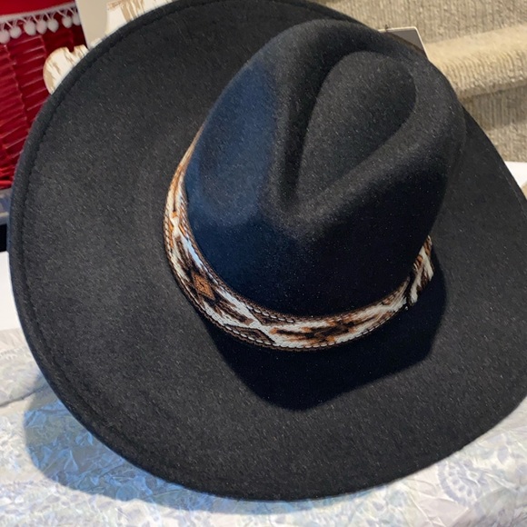 styline Accessories - Western Hat Black with attached band NWOT